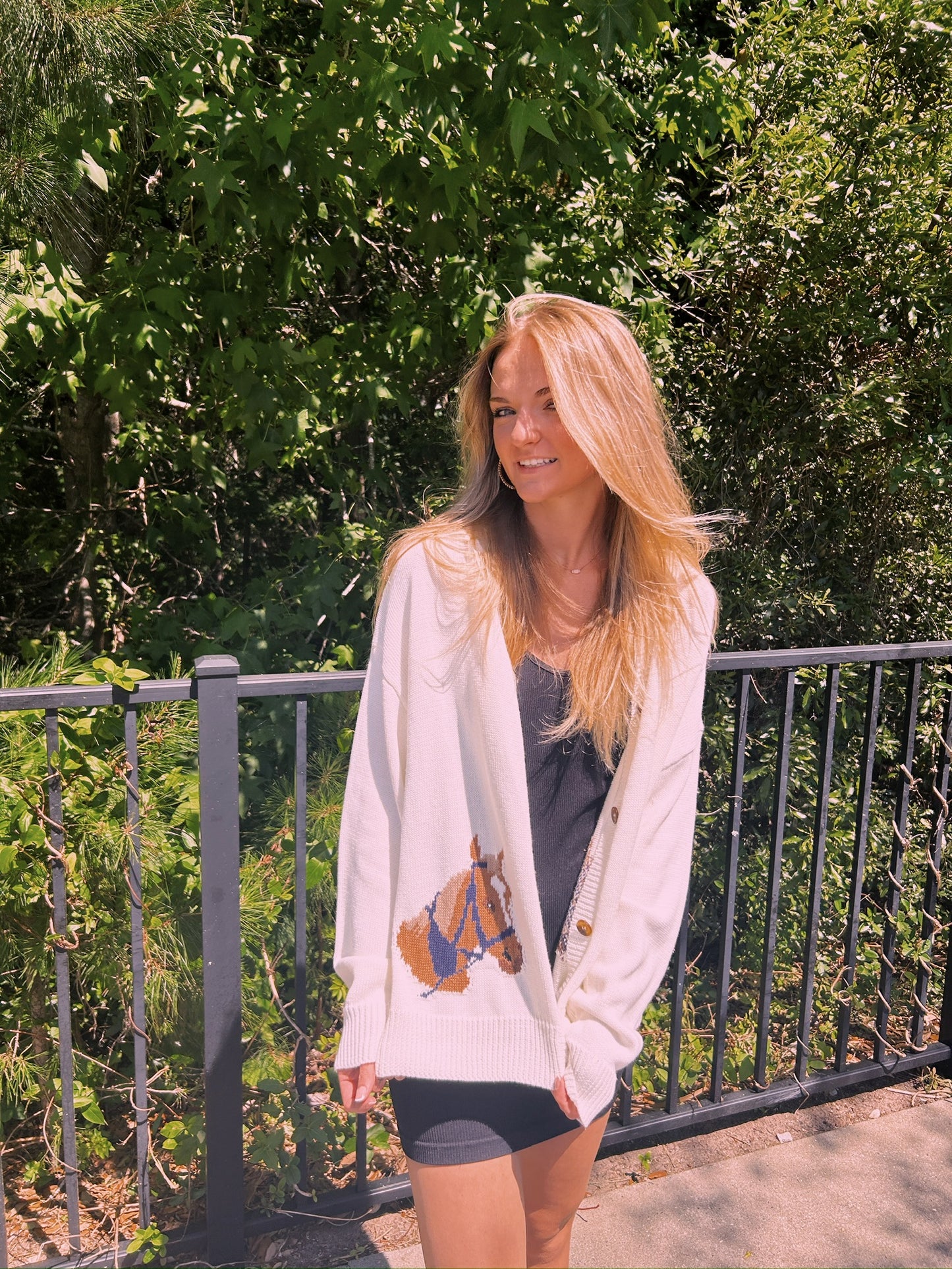 HORSE GRAPHIC LONG SLEEVE CARDIGAN