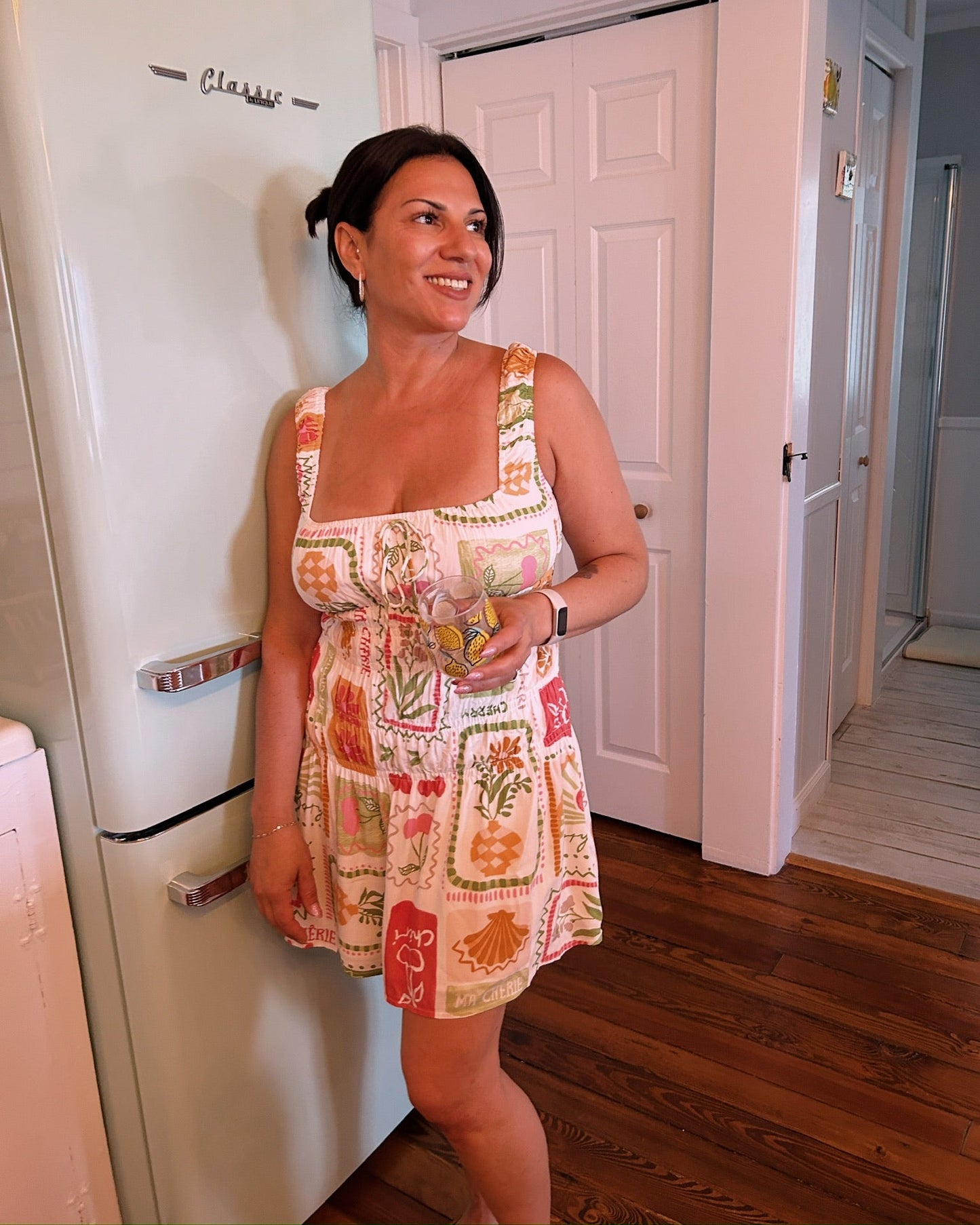 SQUARE NECK SLEEVELESS SMOCKED MINI DRESS