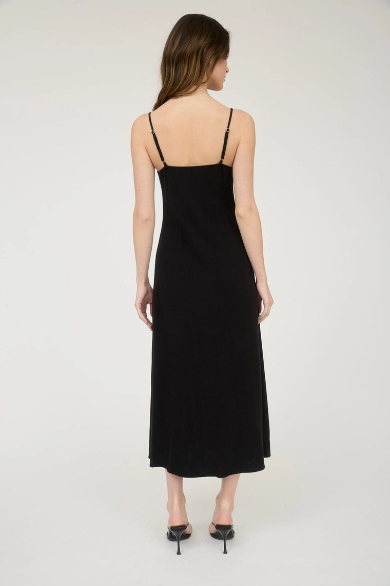 SPAGHETTI STRAP BUTTON DOWN MIDI DRESS