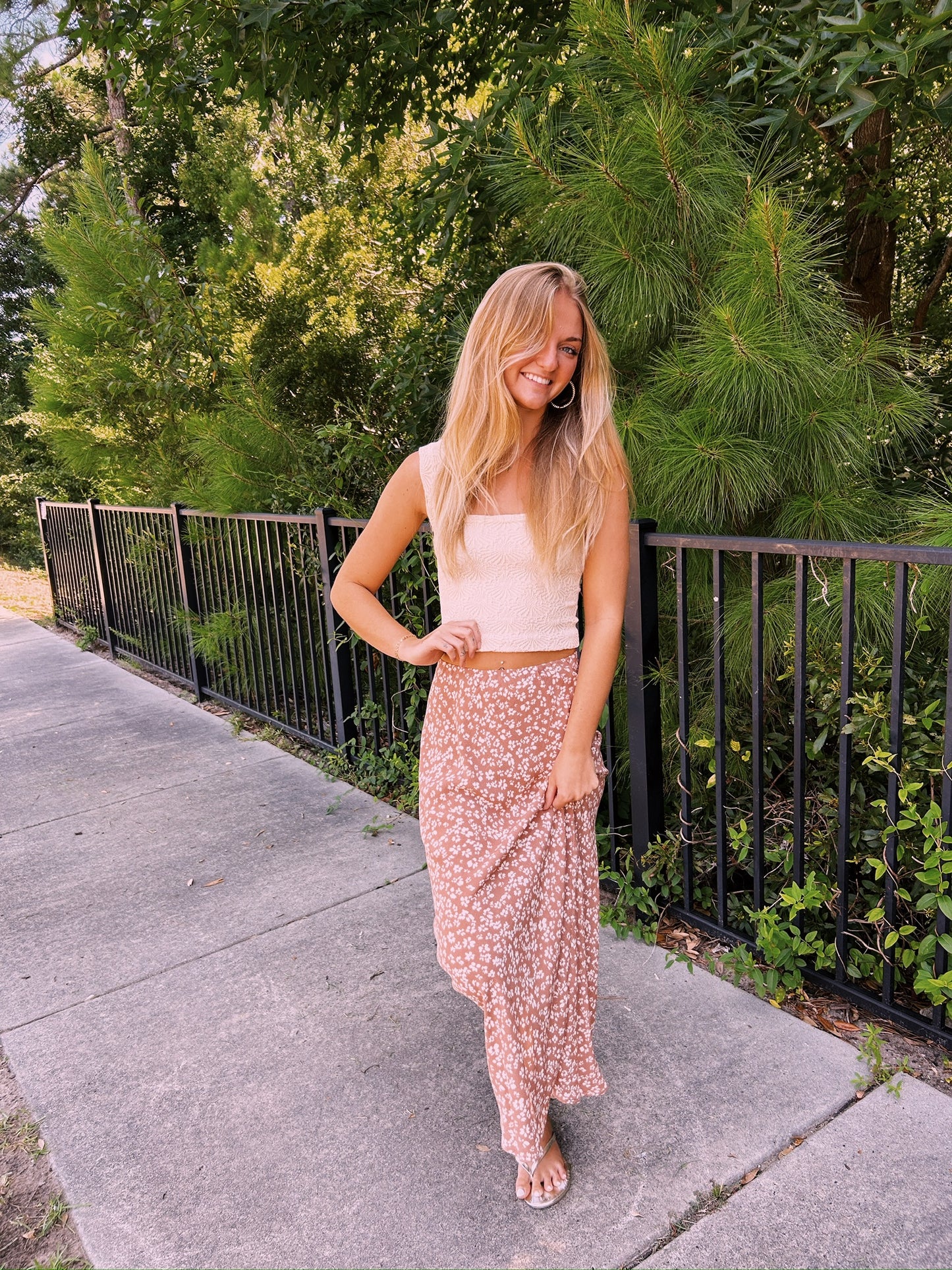 FLORAL PRINTED MIDI SKIRT