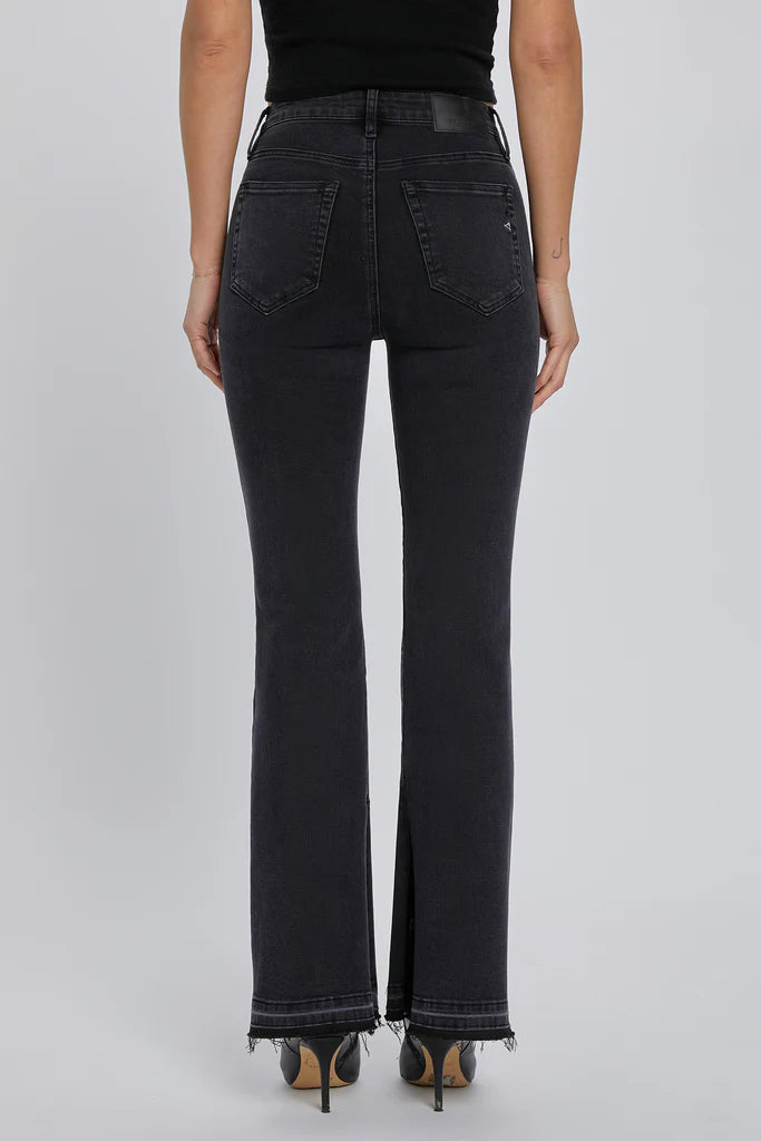 HIDDEN BLACK SLIT FLARE JEANS