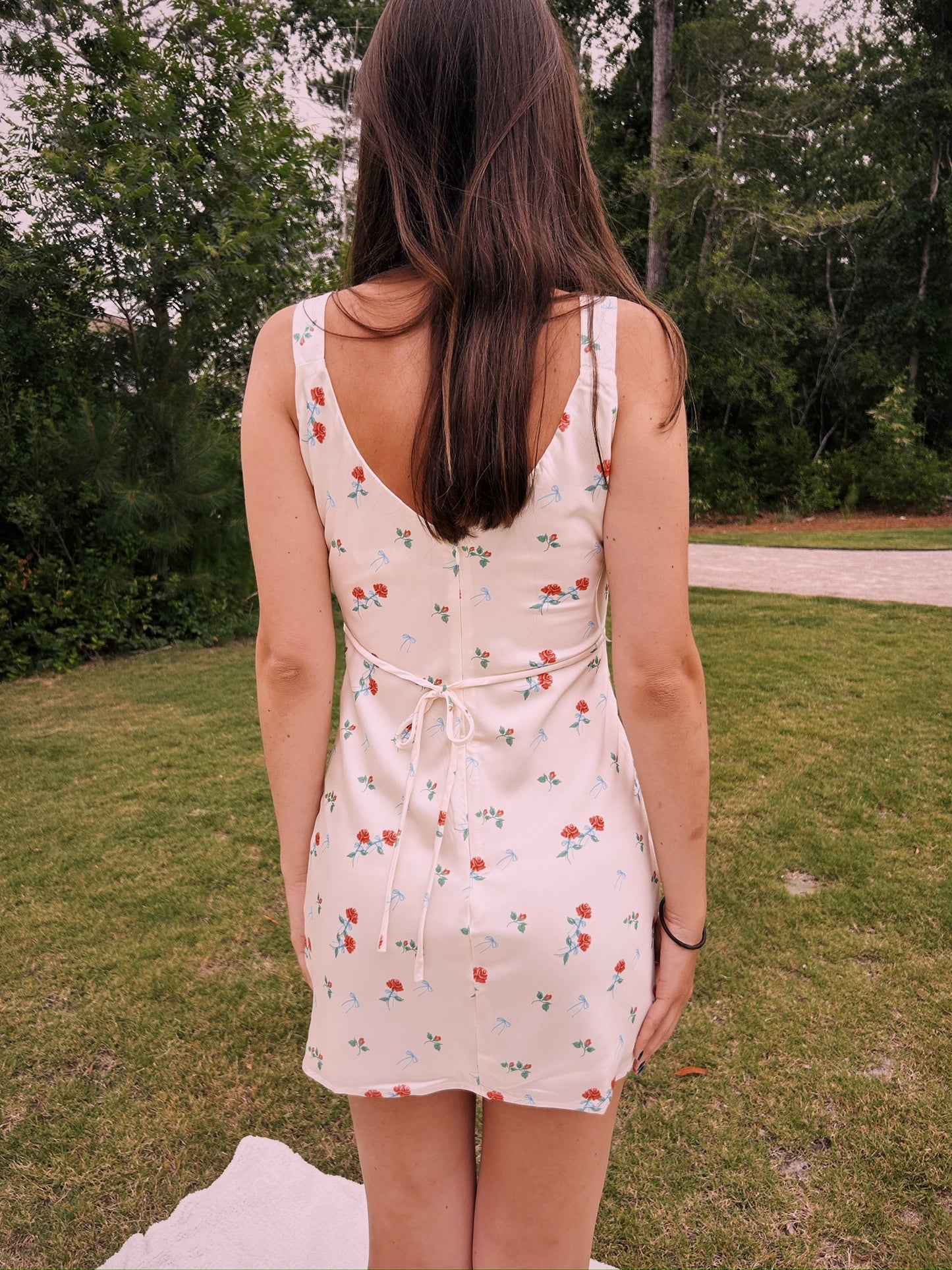 FLOWER SILKY MINI DRESS