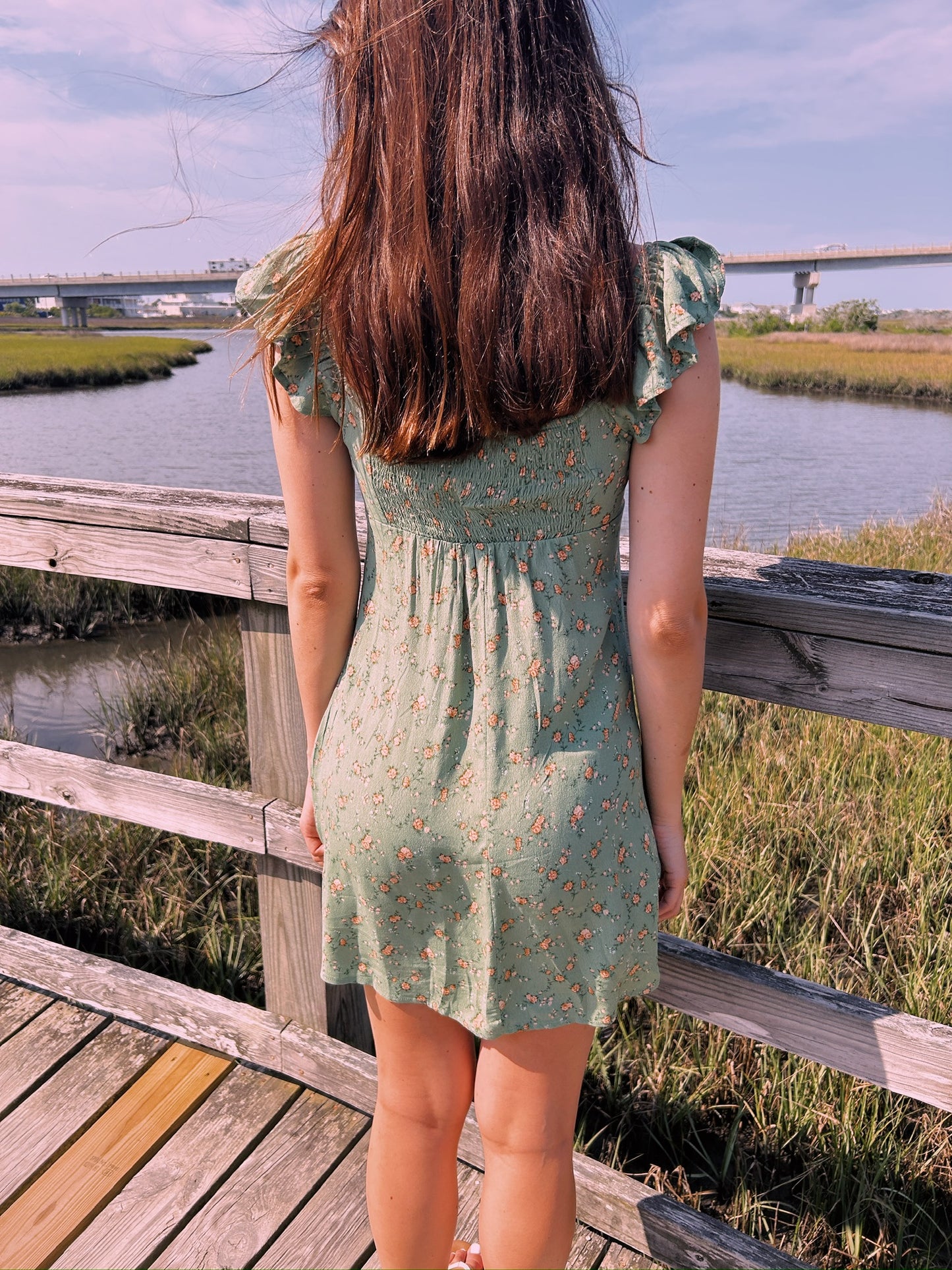 FLORAL WITH TIE MINI DRESS