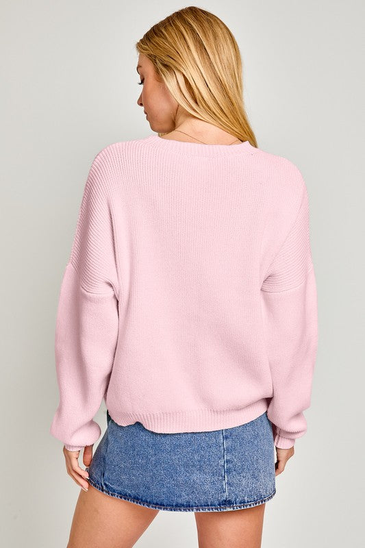 ROUND NECK OVERSIZED SWEATER TOP