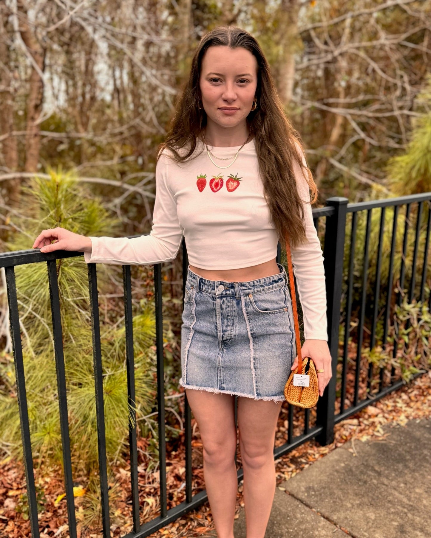 STRAWBERRIES LONG SLEEVE CROP TOP