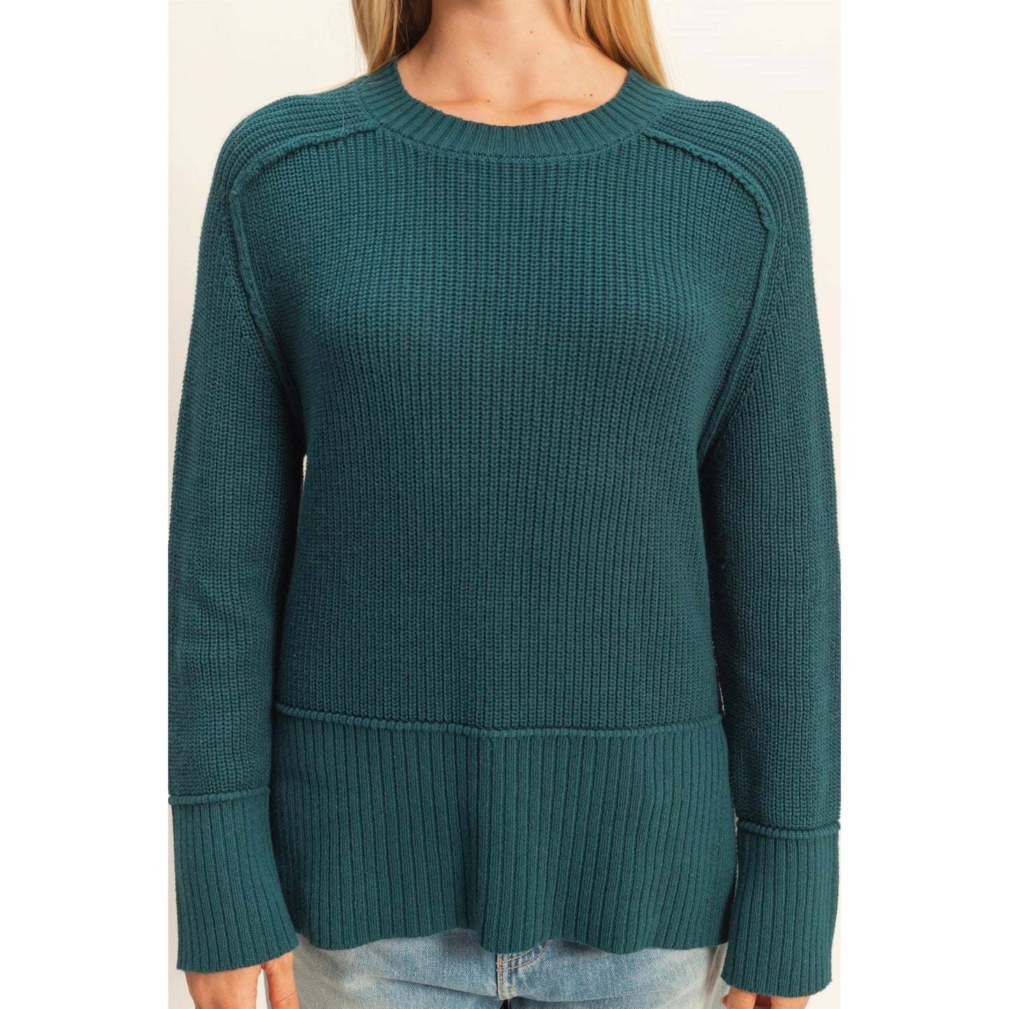 RAGLAN SIDE SLIT SWEATER