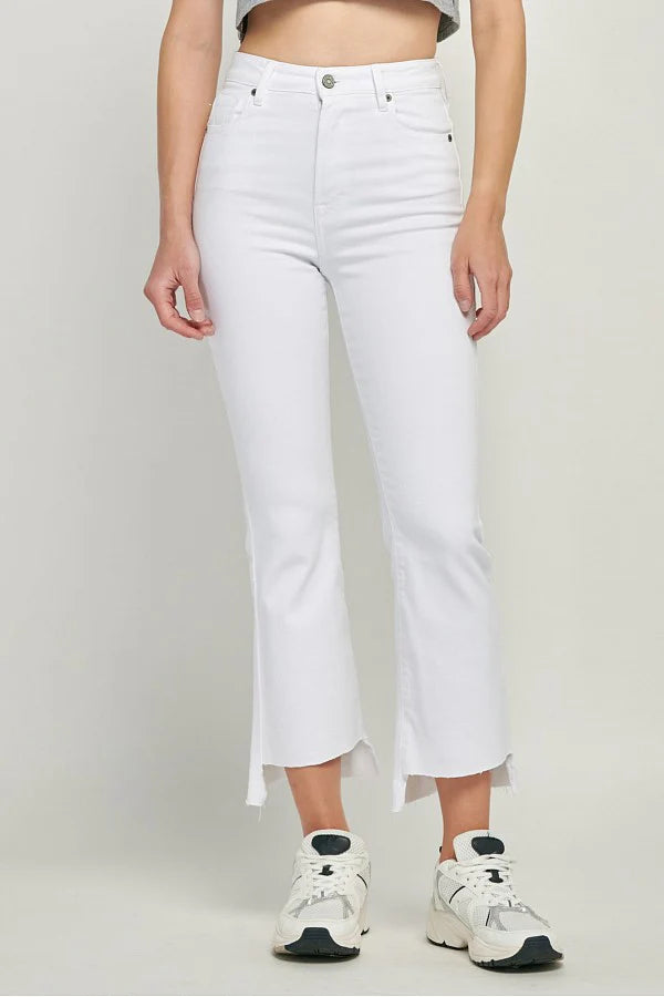 HIDDEN WHITE CROP FLARE JEAN