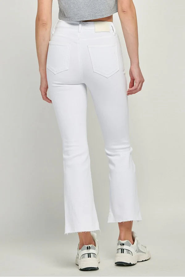 HIDDEN WHITE CROP FLARE JEAN