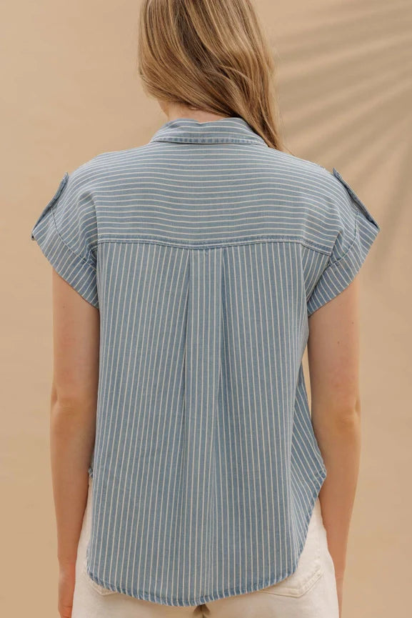 COLLARED TAB SLEEVE DETAIL SHIRT