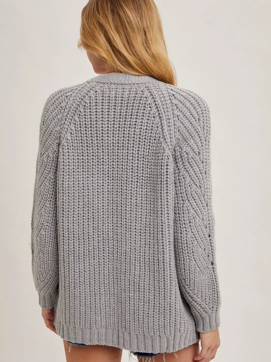 CHUNKY POINTELLE OPEN CARDIGAN