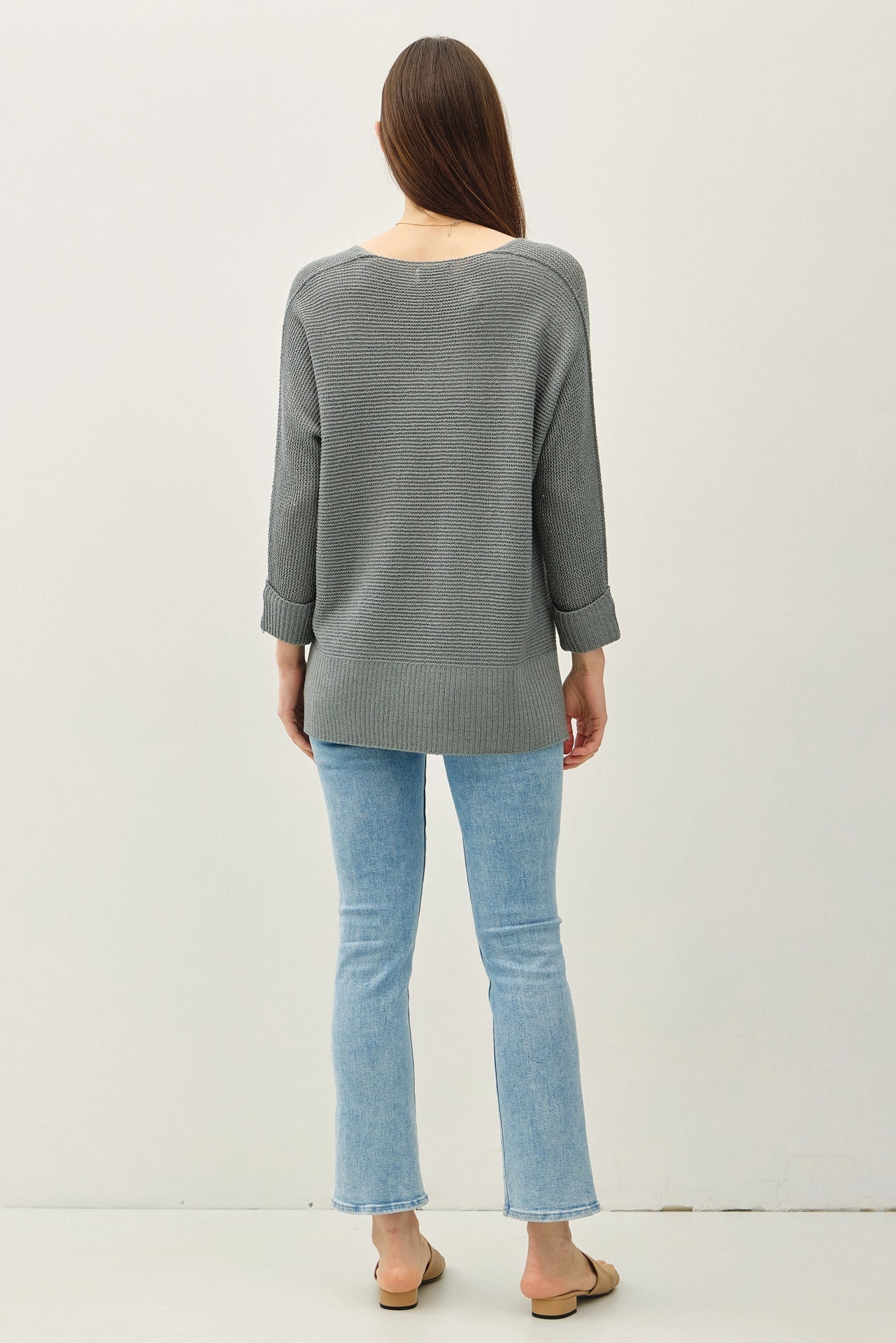V-NECK DOLMAN SLEEVE SWEATER