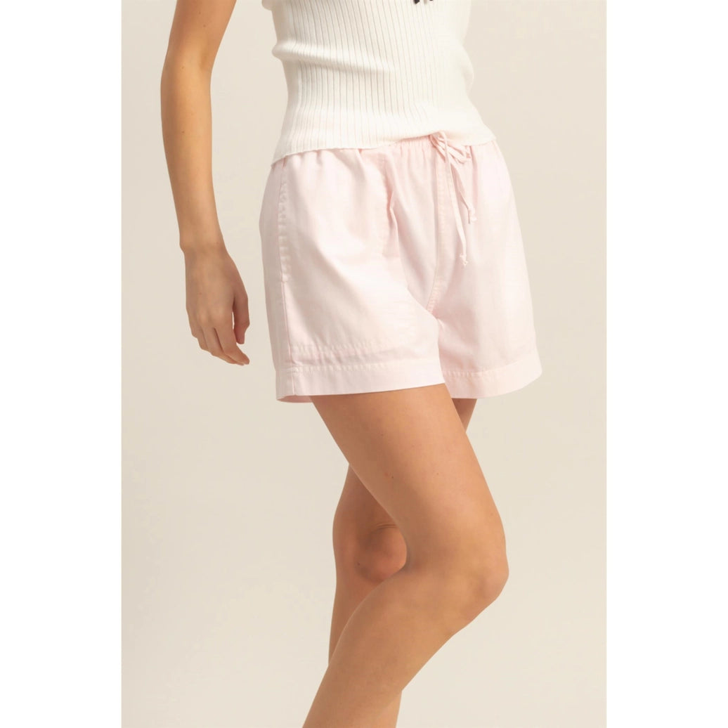 ELASTICIZED WAIST WOVEN SHORTS