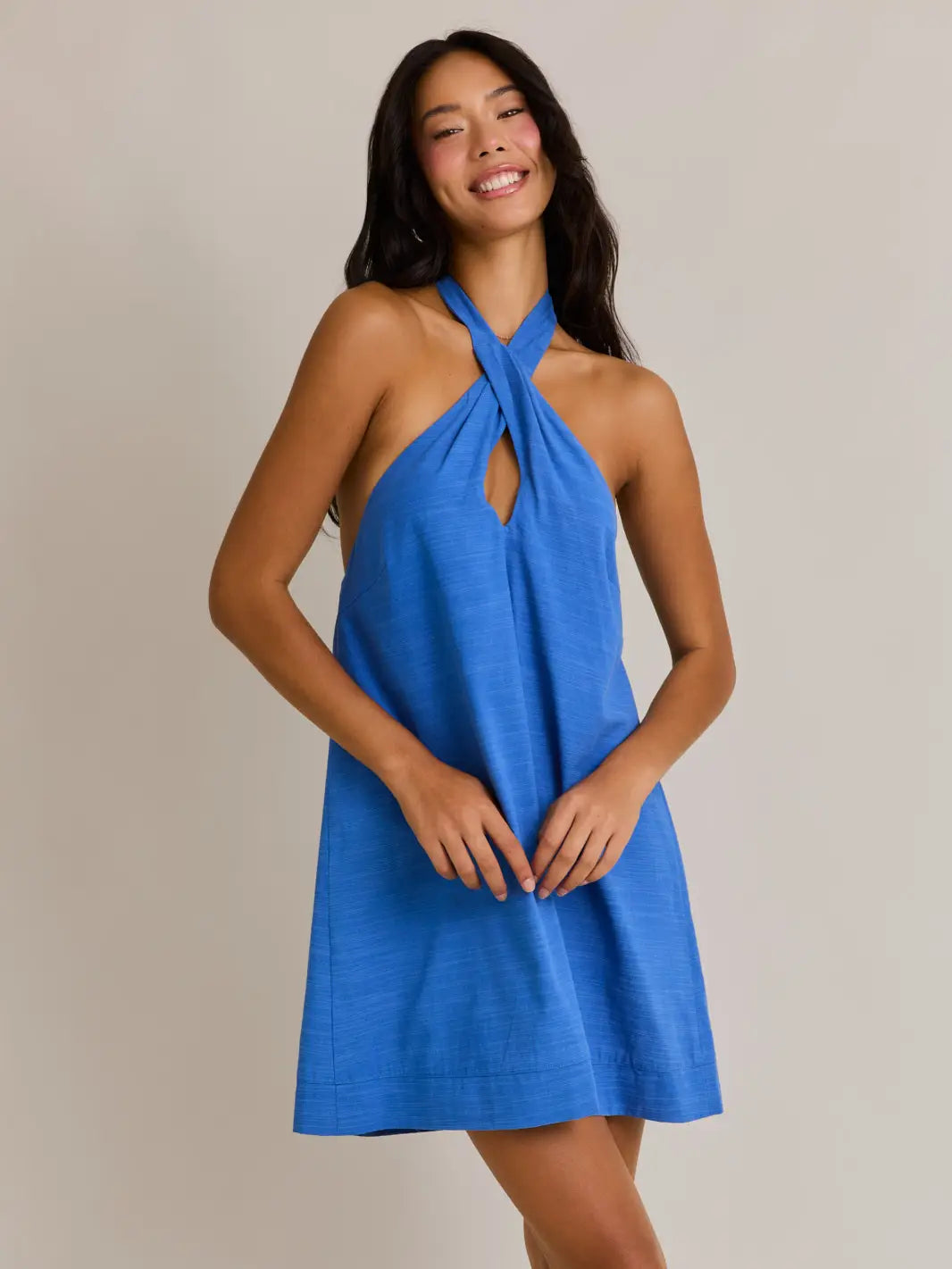 HALTER NECK STITCH DETAIL MINI DRESS