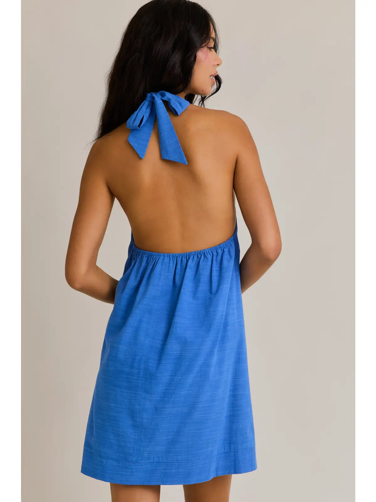 HALTER NECK STITCH DETAIL MINI DRESS
