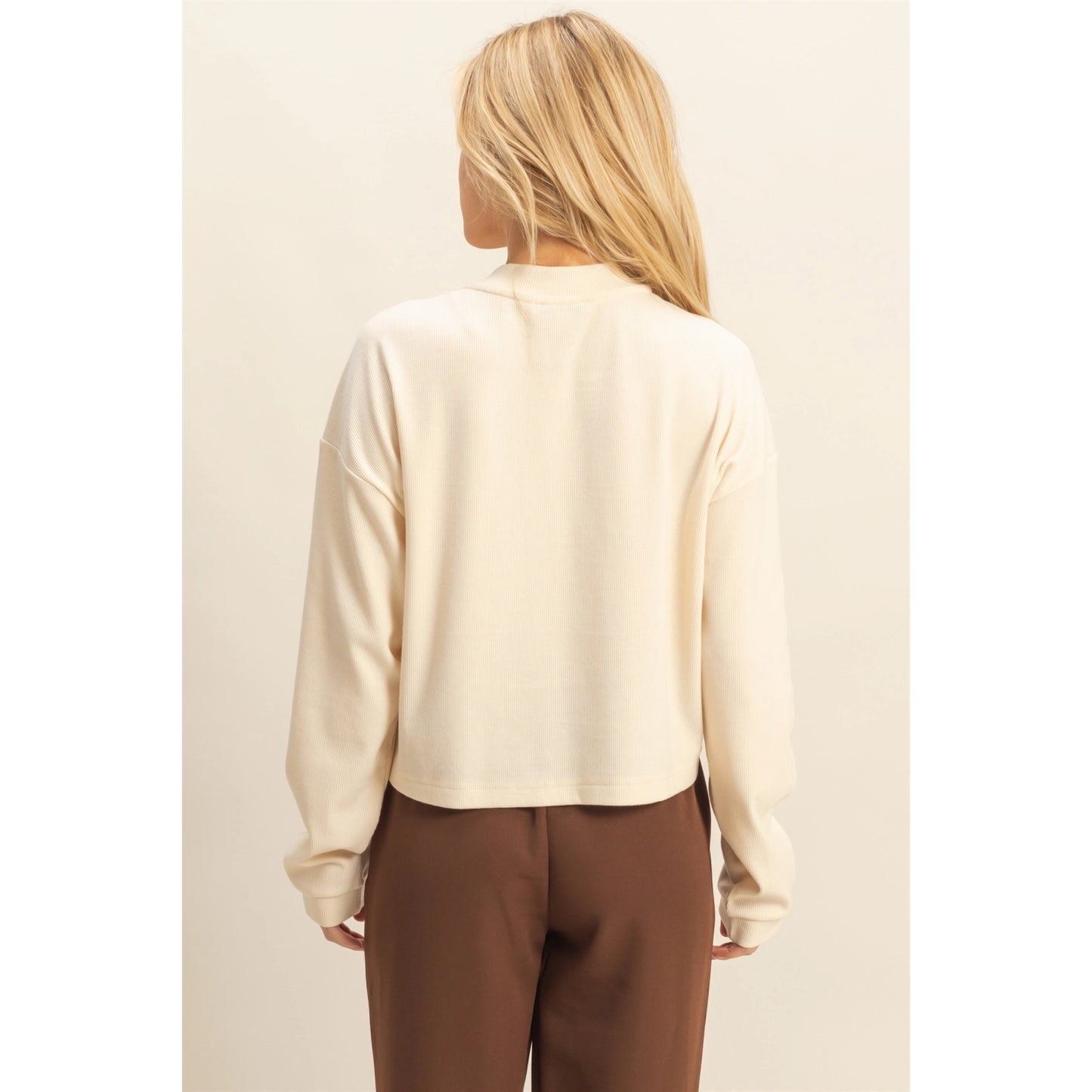 MINERAL WASHED LONG SLEEVE HENLEY TOP