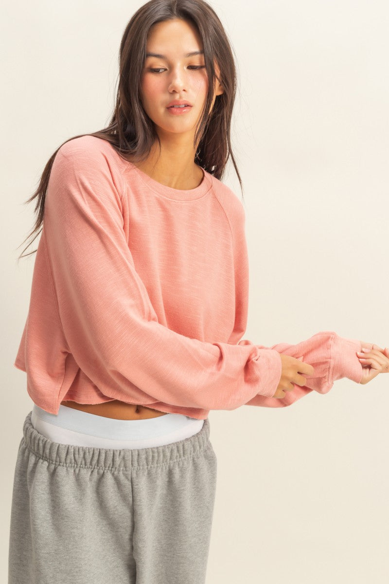 LONG SLEEVE ROUND NECK CROPPED