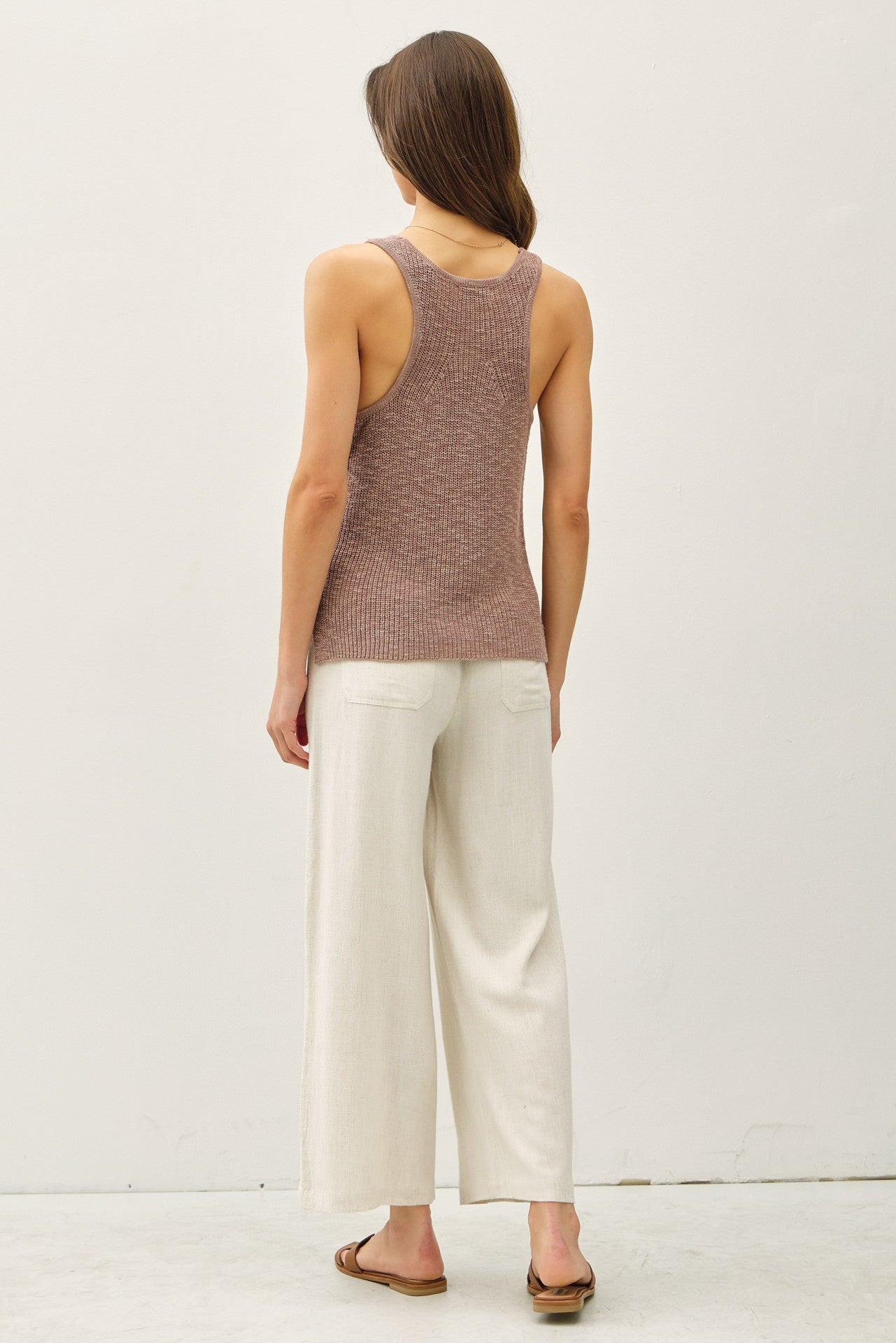 KNIT RACERBACK V-NECK TANK