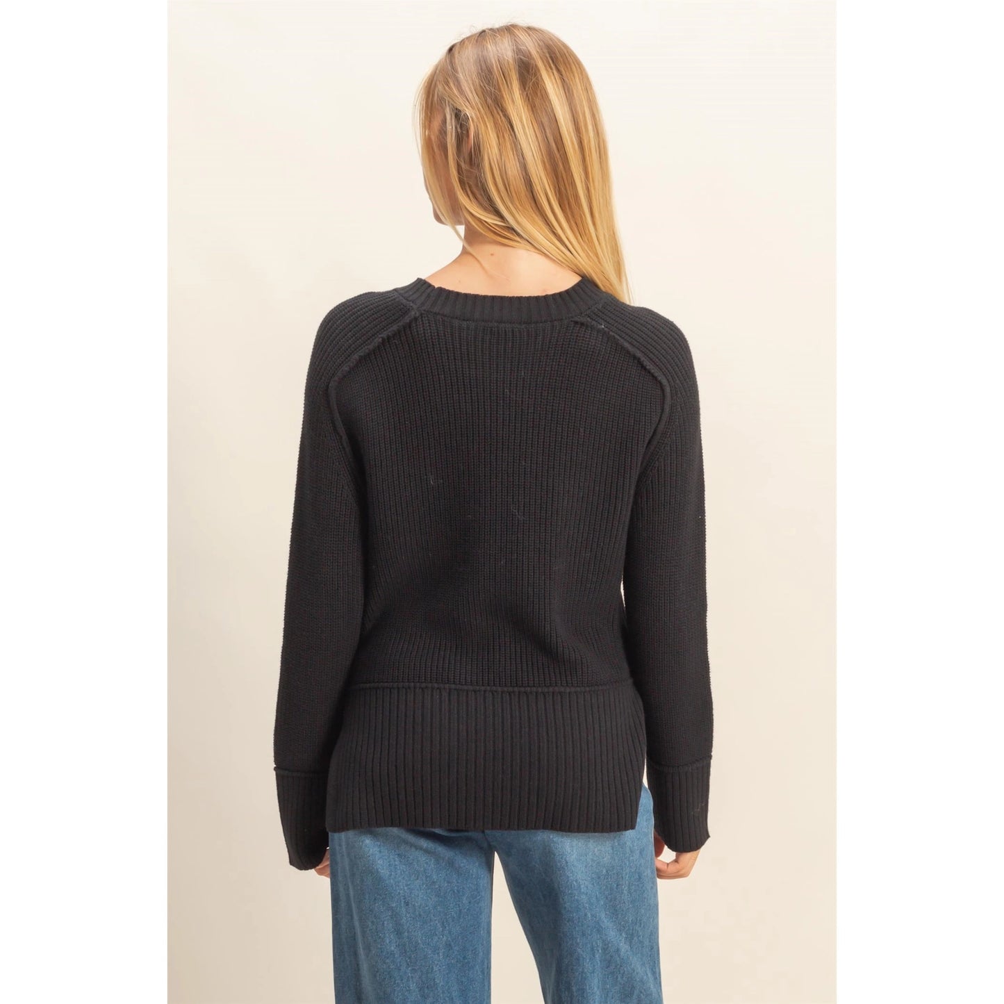 RAGLAN SIDE SLIT SWEATER