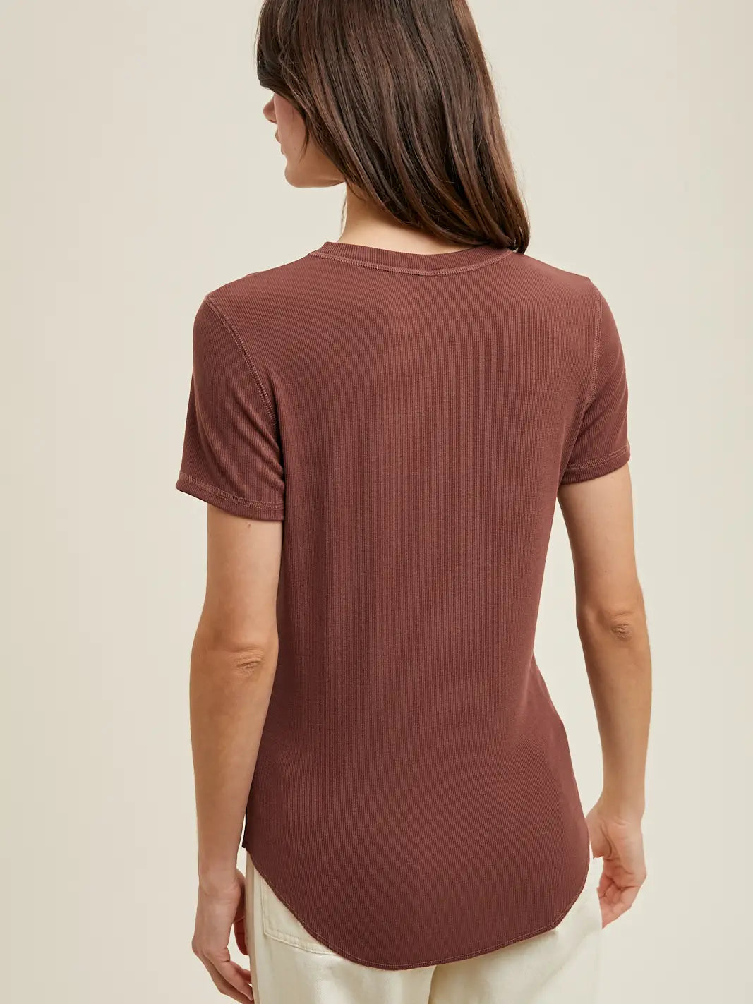 RIBBED KNIT BASIC T SHIRT