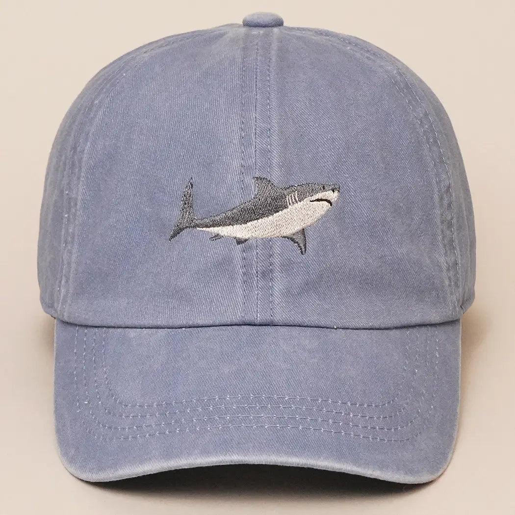 SHARK EMBROIDERED BASEBALL CAP