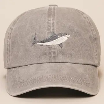 SHARK EMBROIDERED BASEBALL CAP