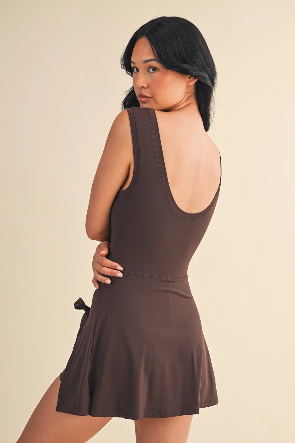 SLEEVELESS WRAP TIE FRONT DRESS