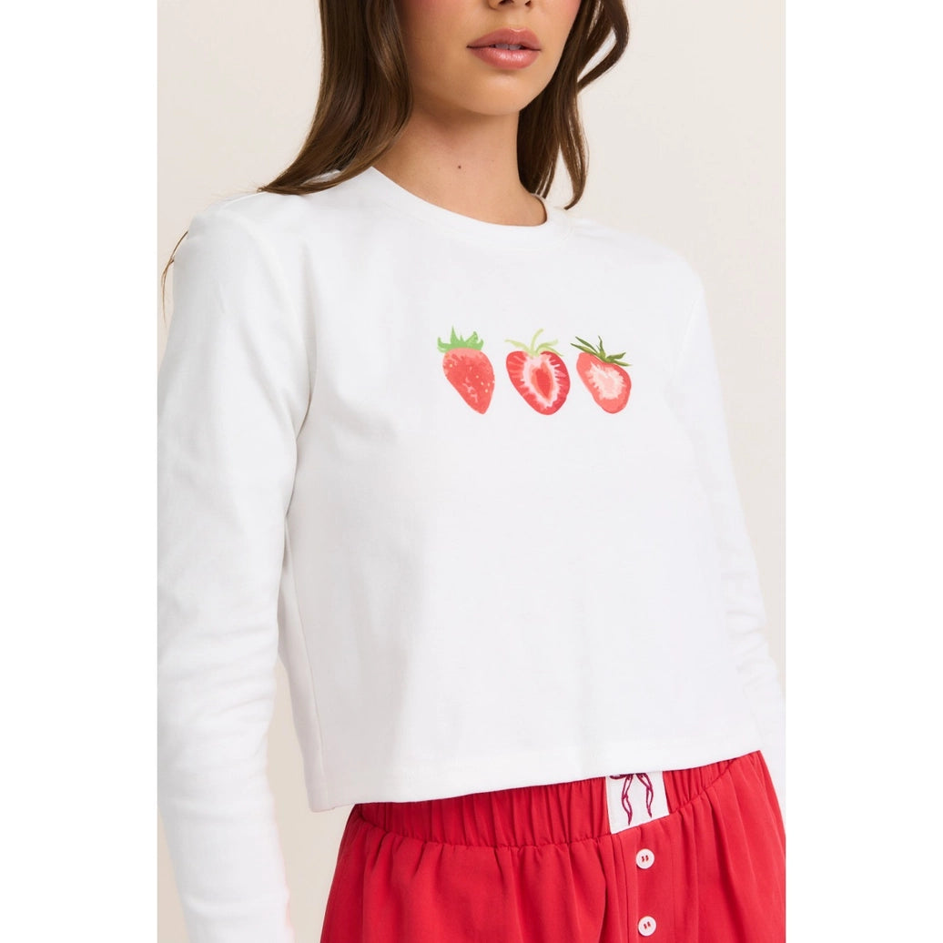STRAWBERRIES LONG SLEEVE CROP TOP