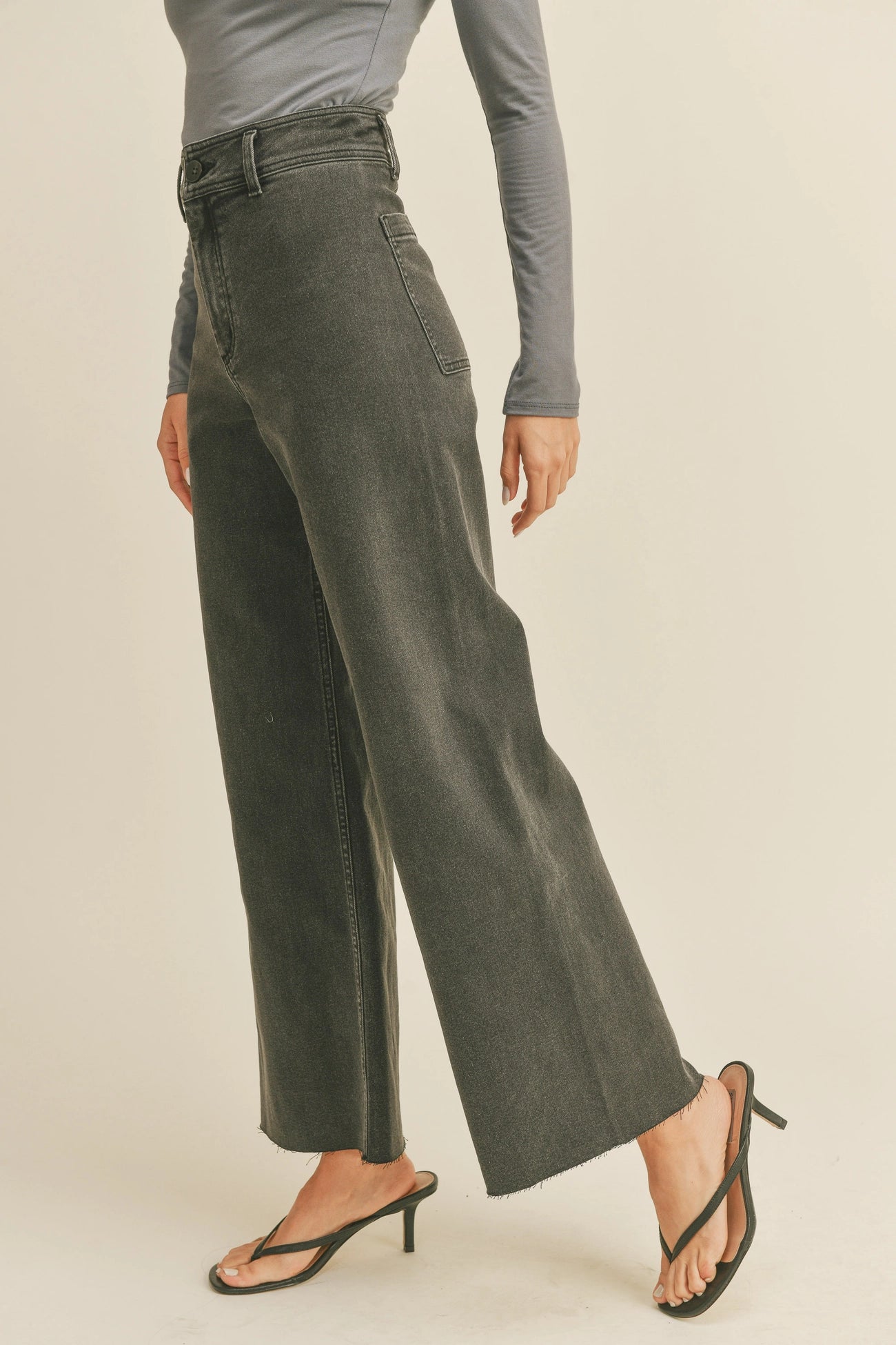 STRAIGHT WIDE LEG DENIM PANTS