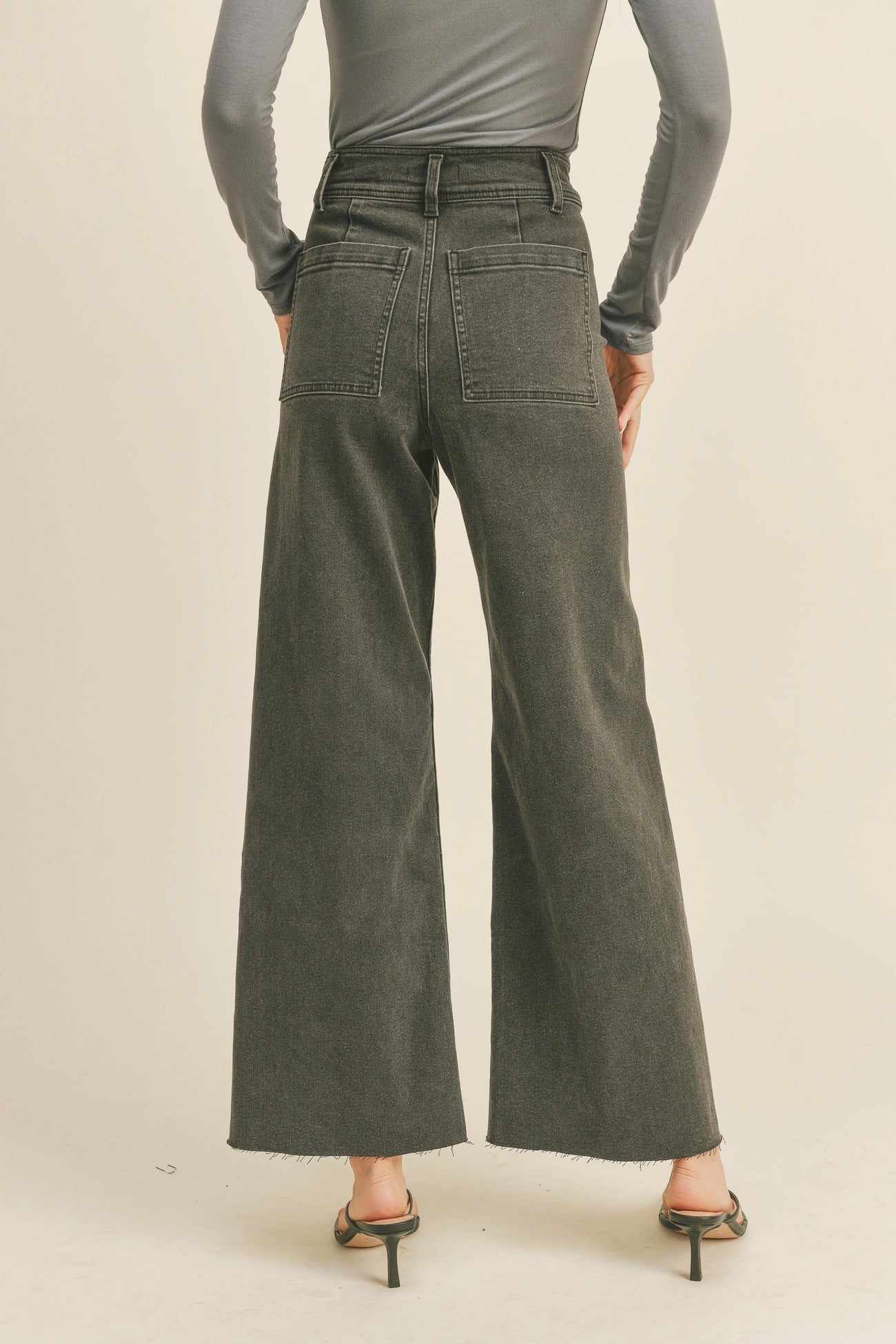 STRAIGHT WIDE LEG DENIM PANTS