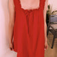 RUFFLED SQUARE NECK FLARE DRESS