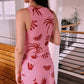 SLEEVELESS V NECK BIAS MIDI DRESS