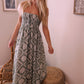 GEO PRINT SMOCKED HALTER DRESS