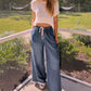 MINERAL WASHED WIDE LEG PANTS