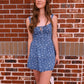 CORSET TIERED DENIM MINI DRESS