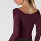 SHIRRED BOATNECK TOP