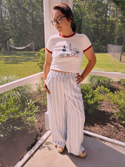 STRIPED LINEN PANTS