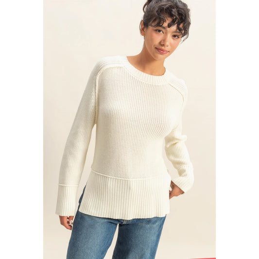 RAGLAN SIDE SLIT SWEATER