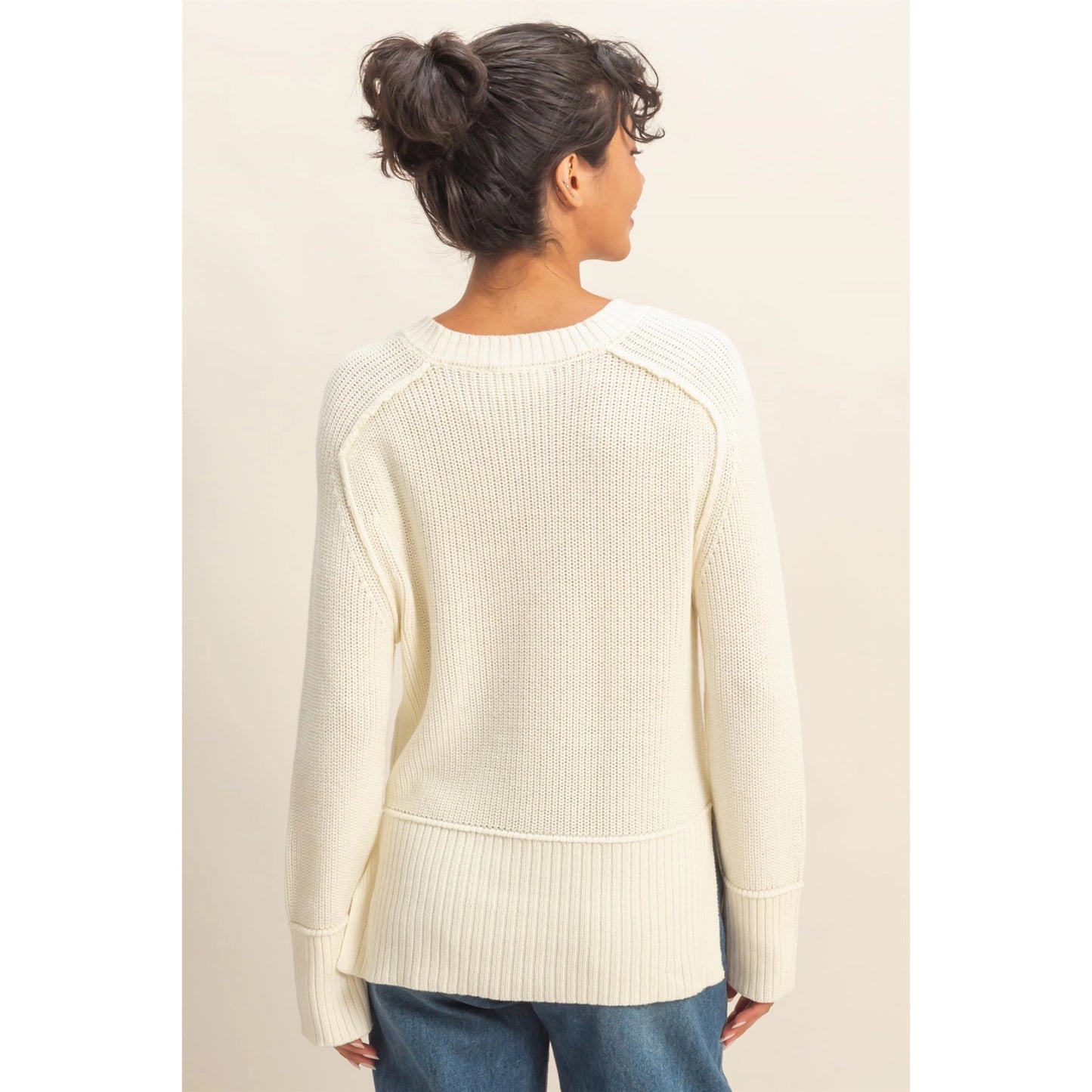 RAGLAN SIDE SLIT SWEATER