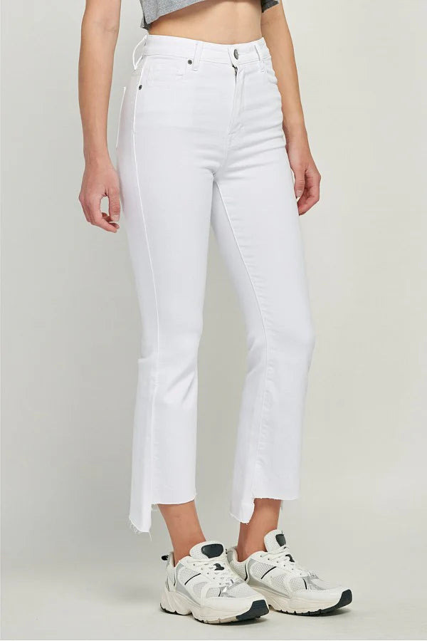 HIDDEN WHITE CROP FLARE JEAN