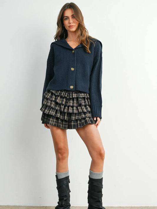 BUTTON FRONT LONG SLEEVE SWEATER