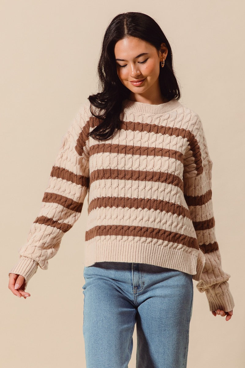 STRIPED CABLE KNIT