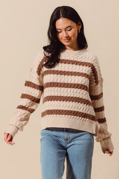 STRIPED CABLE KNIT
