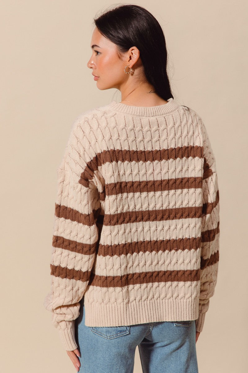 STRIPED CABLE KNIT