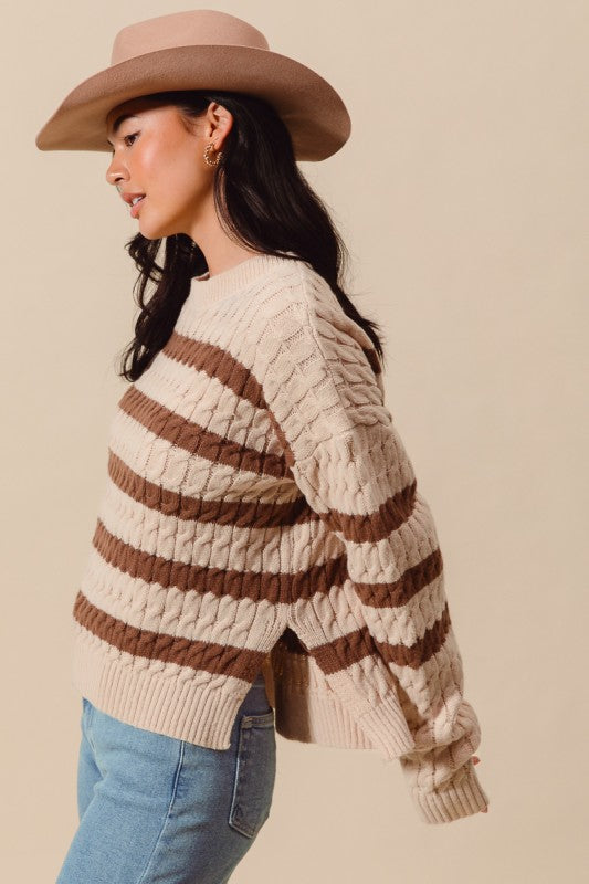 STRIPED CABLE KNIT