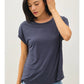 LINEN BLENDED BASIC CAP SLEEVE BOXY TEE
