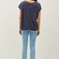 LINEN BLENDED BASIC CAP SLEEVE BOXY TEE