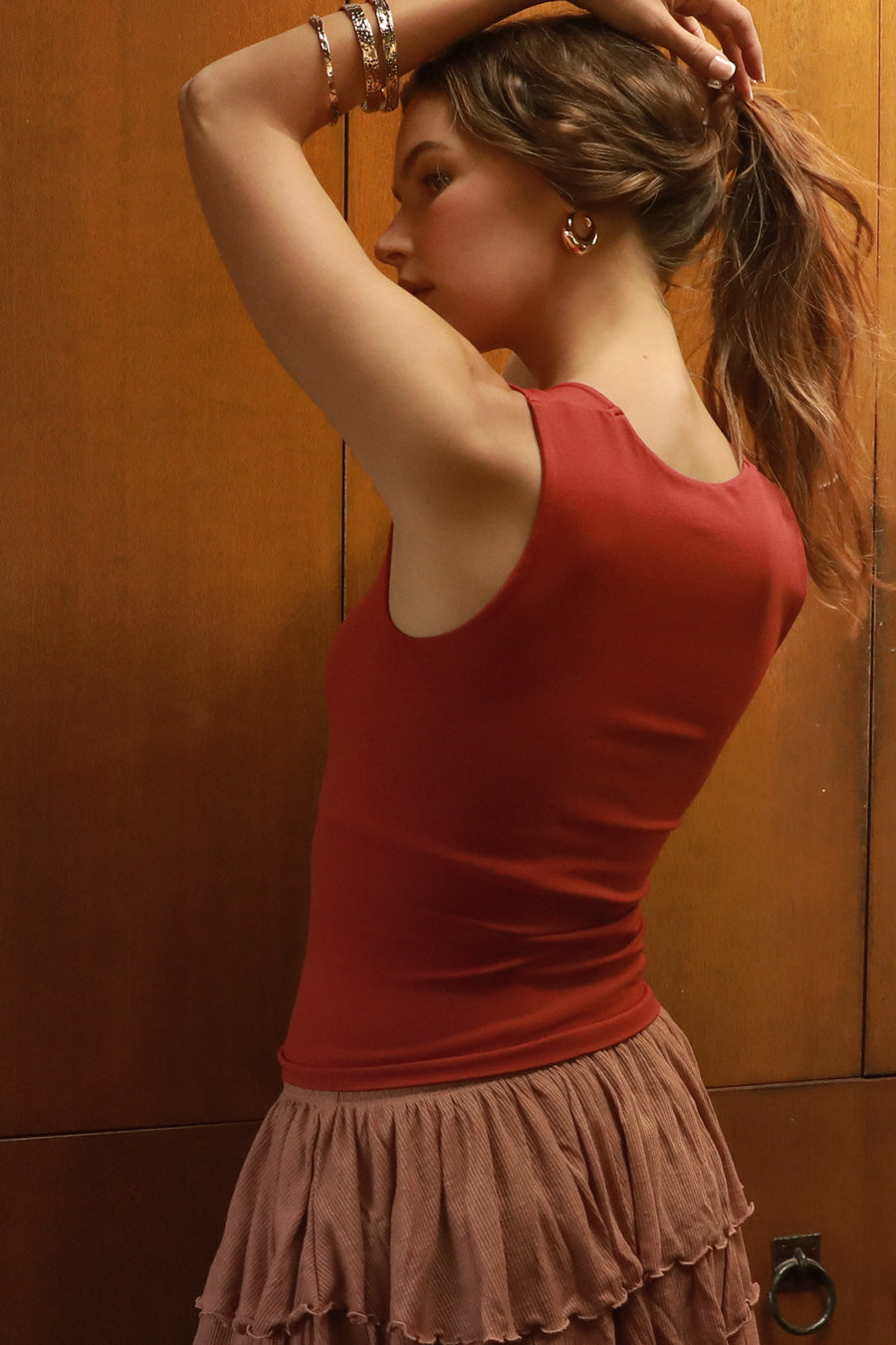 NIKI BIKI CLEAN LINE SHIRRED TOP