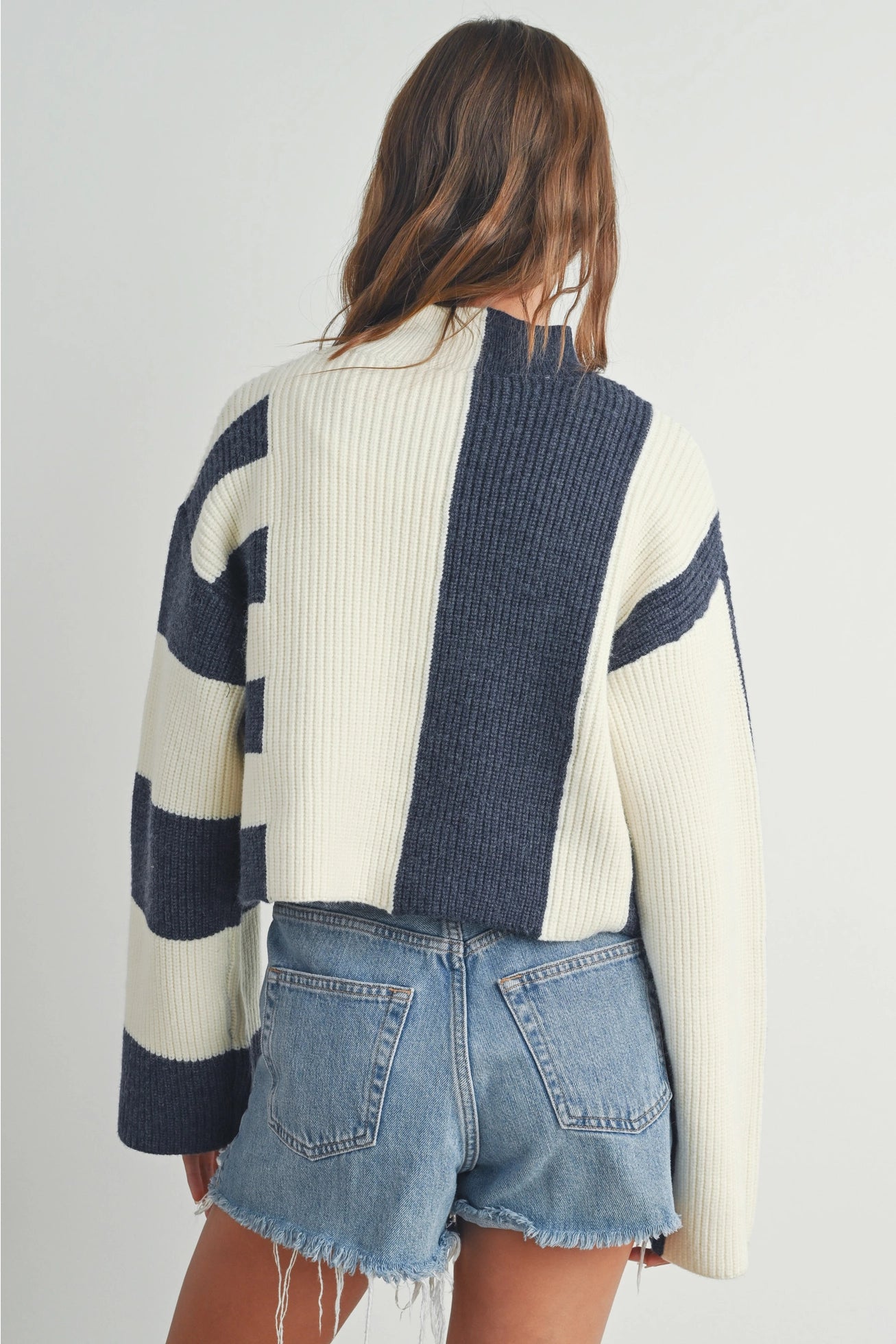 COLORBLOCK MOCK TURTLE NECK SWEATER