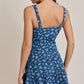CORSET TIERED DENIM MINI DRESS