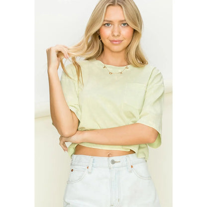DROP SHOULDER CROP TOP